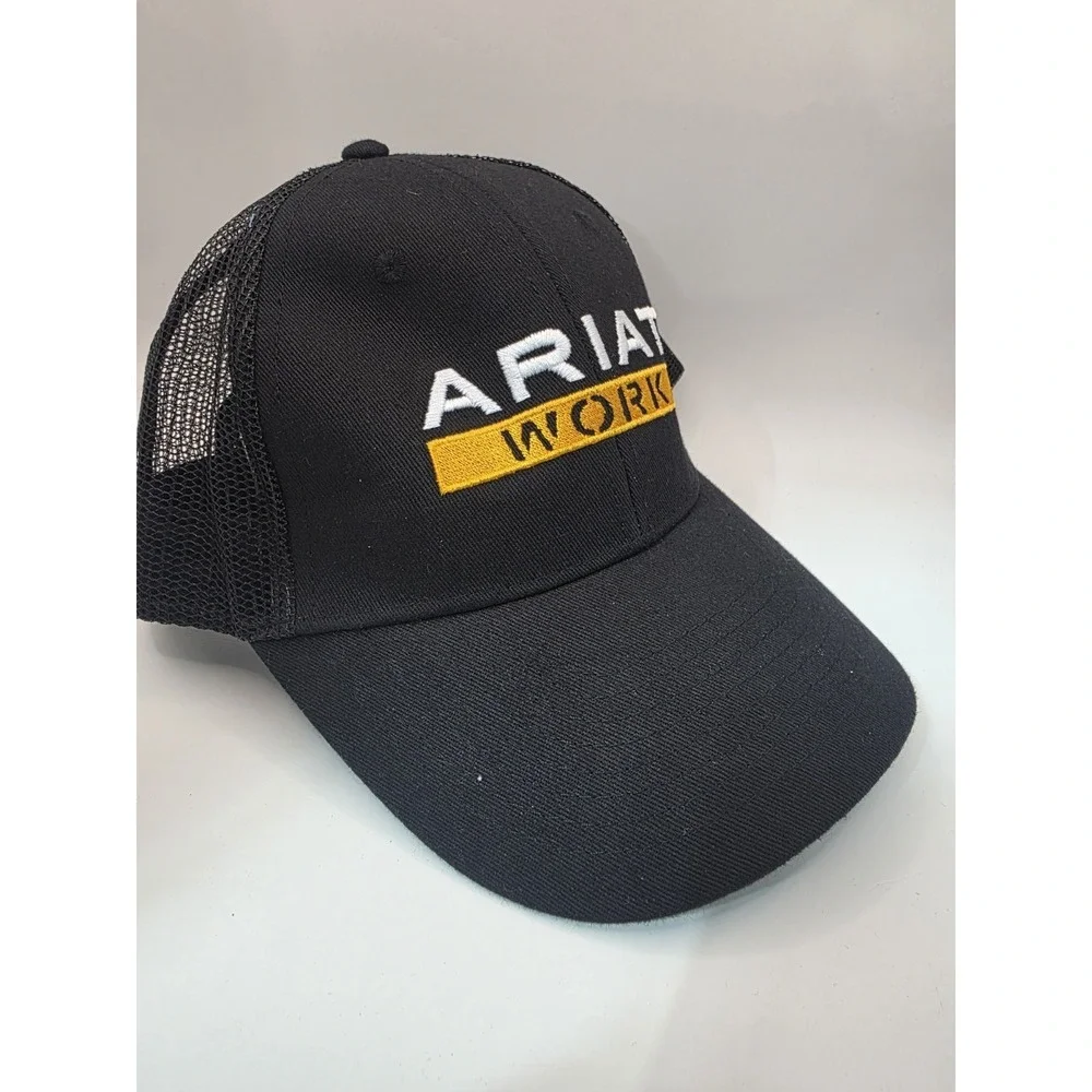 Ariat Trucker Hat Mens One Size Black Good Embroidered Logo Snapback Work Cap